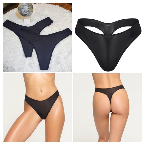 2pcs SKIMS JELLY SHEER DIPPED THONG/ ONYX/NWT - Picture 2 of 11